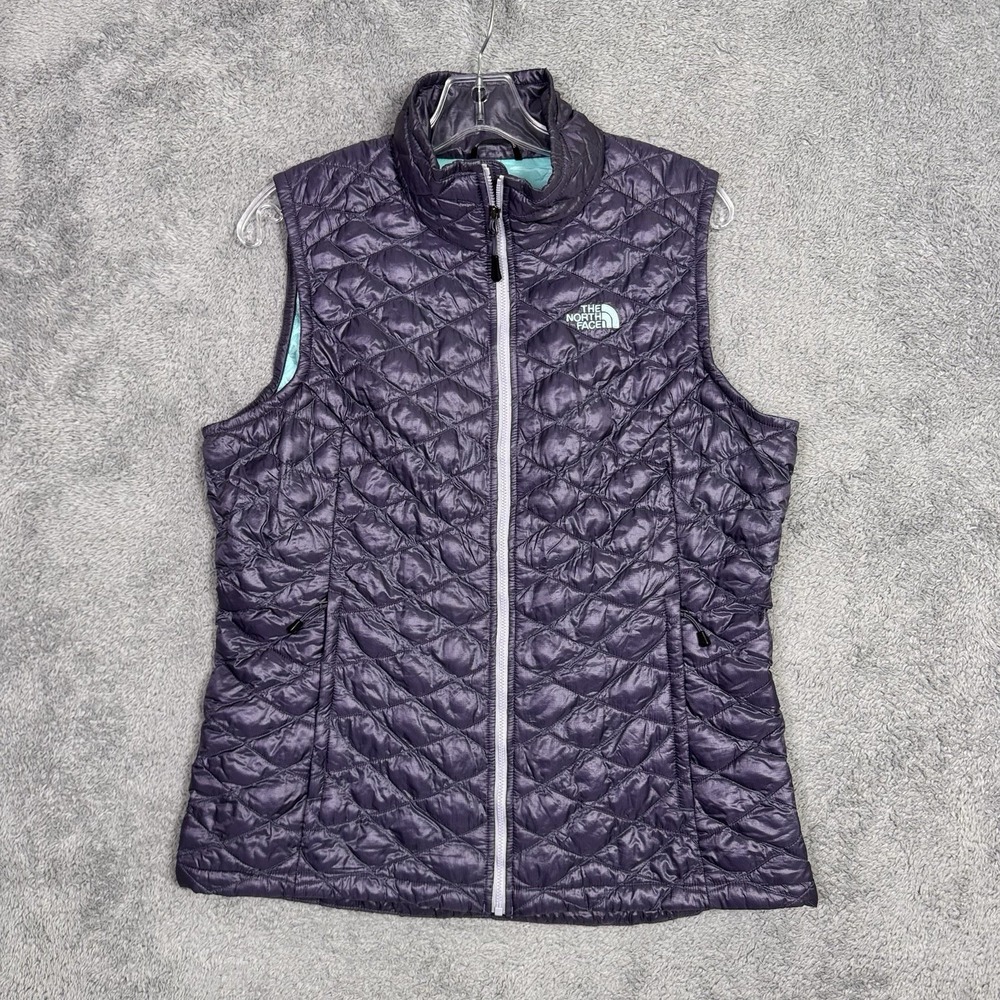 North Face Thermoball Vest Womens L Quilted Puffer Jacket Full Zip Ripstop C777
